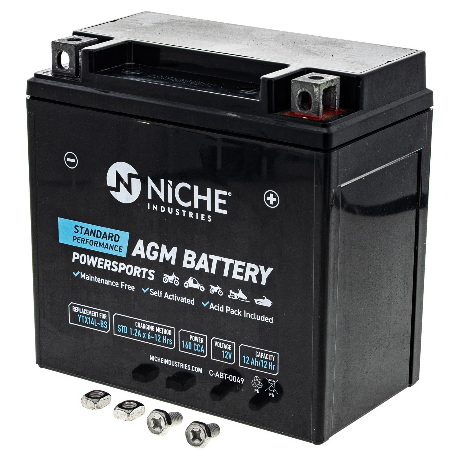 NICHE AGM Battery YTX14L for Harley Davidson Sportster XL883L XL1200C XG500