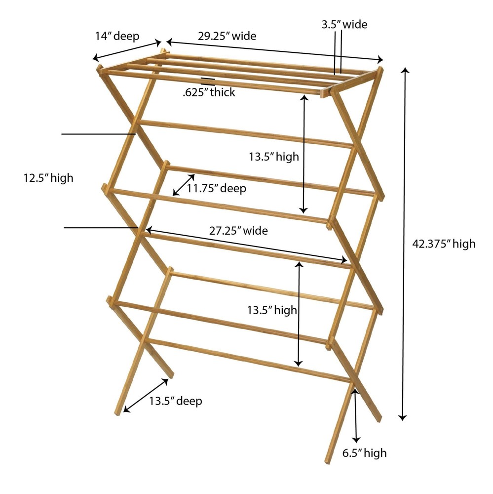 Household Essentials Bamboo Folding Clothes Drying Rack, Upscale Laundry Rack...