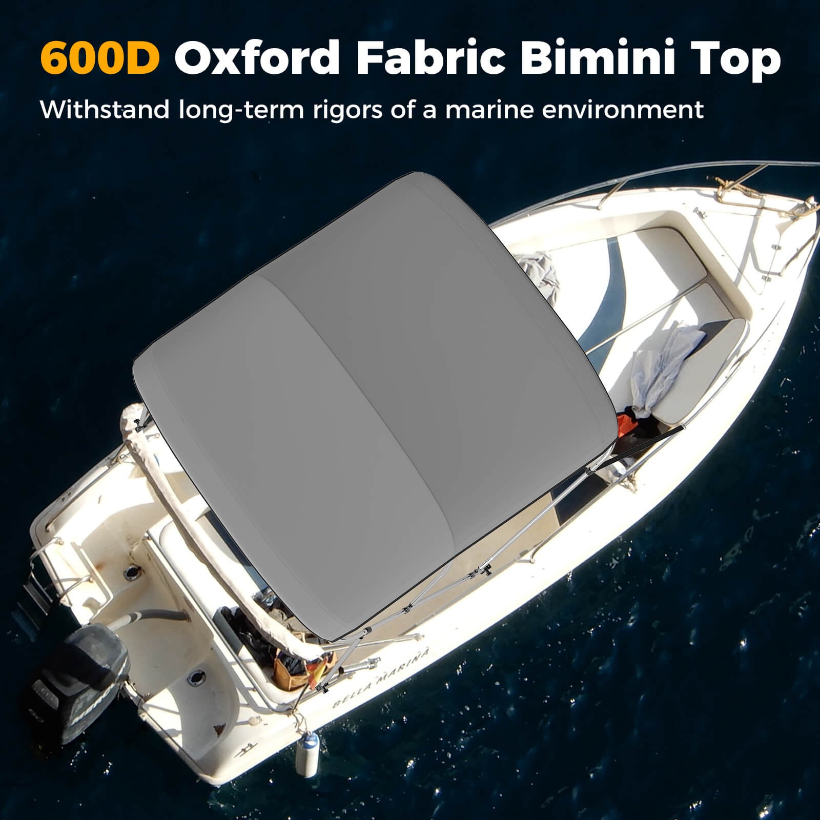 GOPLUS 3-Bow Boat Bimini Top Sun Shade Boat Canopy w/ Storage Boot Straps