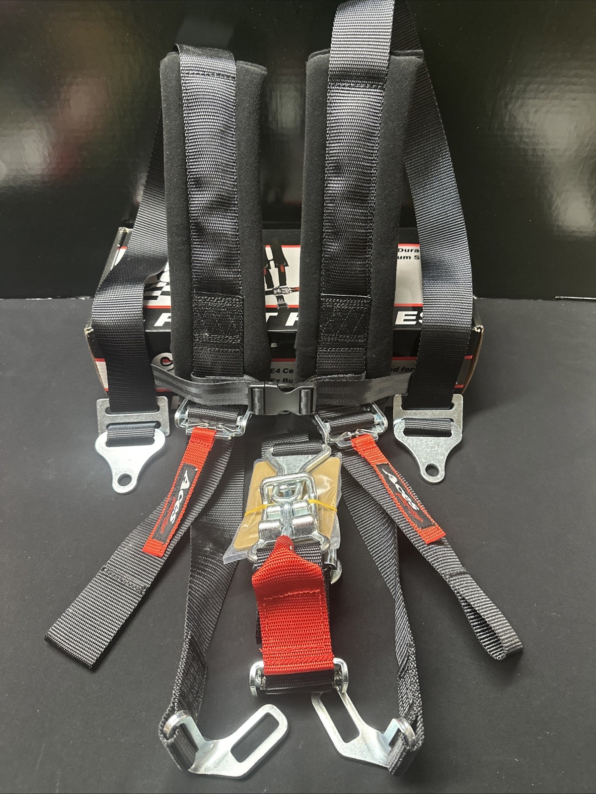 NEW Aces Racing 5 Point Harness With 2 Inch Padding E4 Certified BLACK