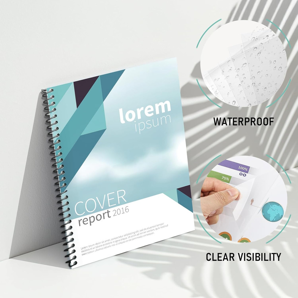 8 Mil PVC Binding Presentation Covers, Clear Report Covers for Binding, Book Co