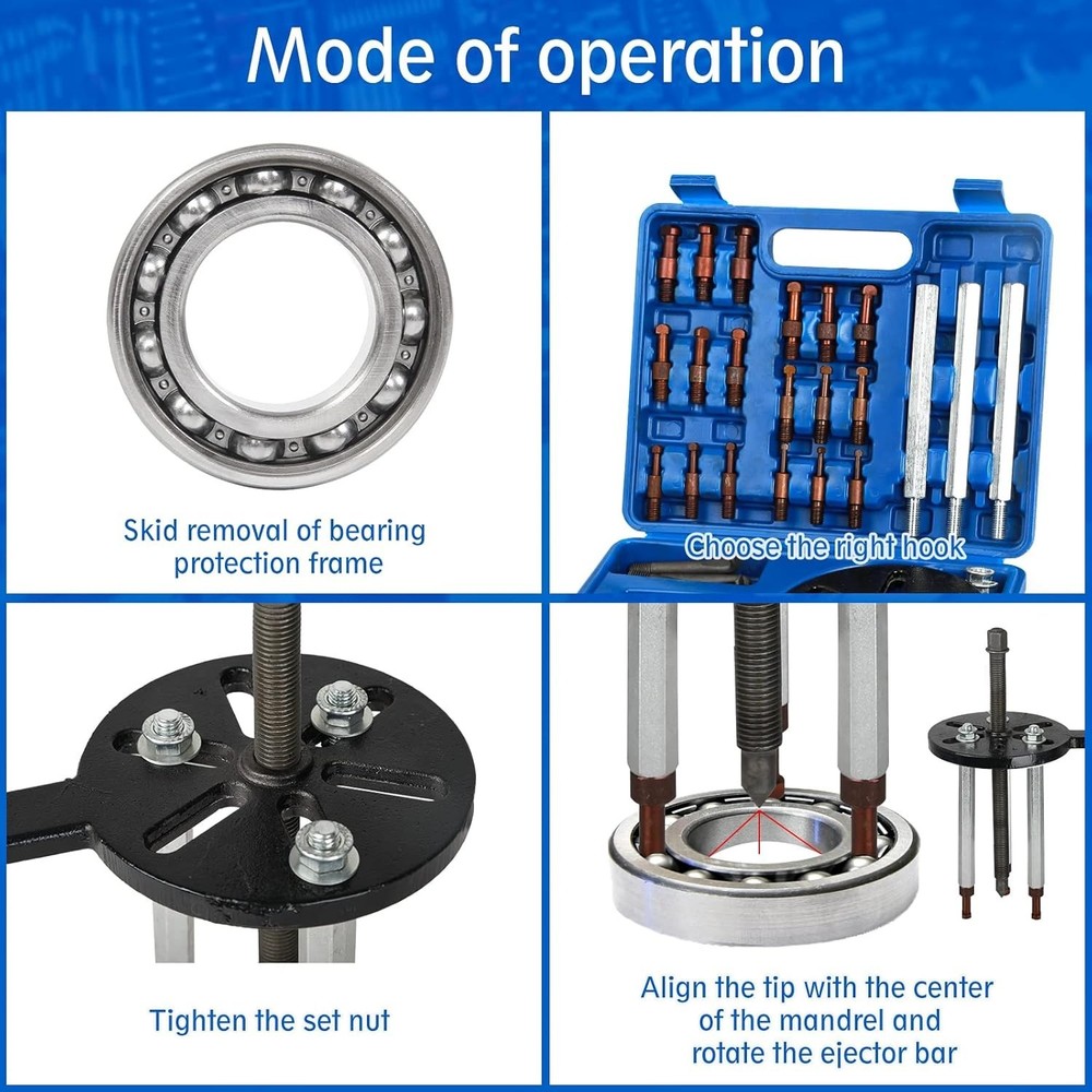 21 in1 Bearing Puller Bearing Puller Set Inner Hole Three-Jaw Puller with Cur...