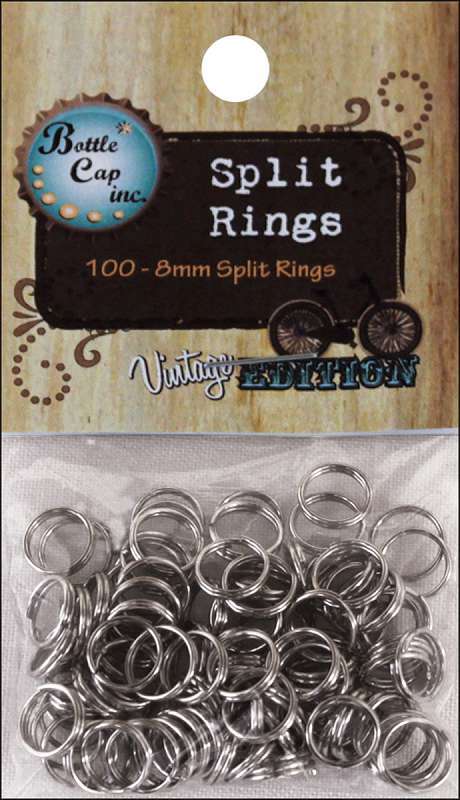 Bottle Cap Inc Vintage Split Rings 8mm 100/Pkg Silver