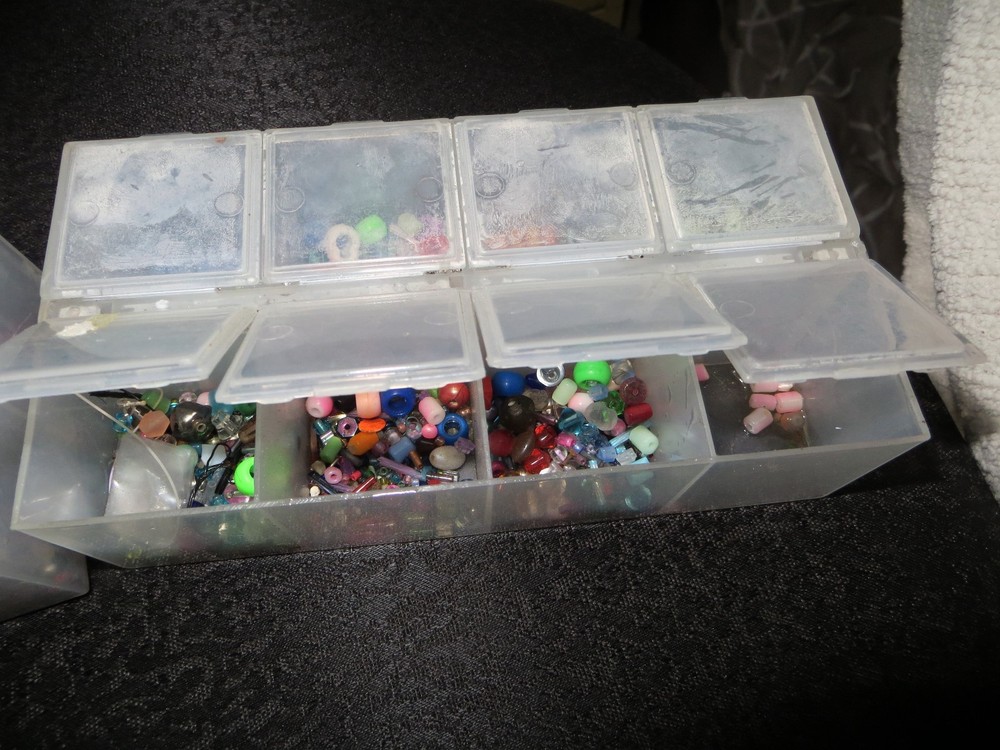 4 Bedazzle Bead/ Crafting Plastic Organizer Boxes With Beads, etc.