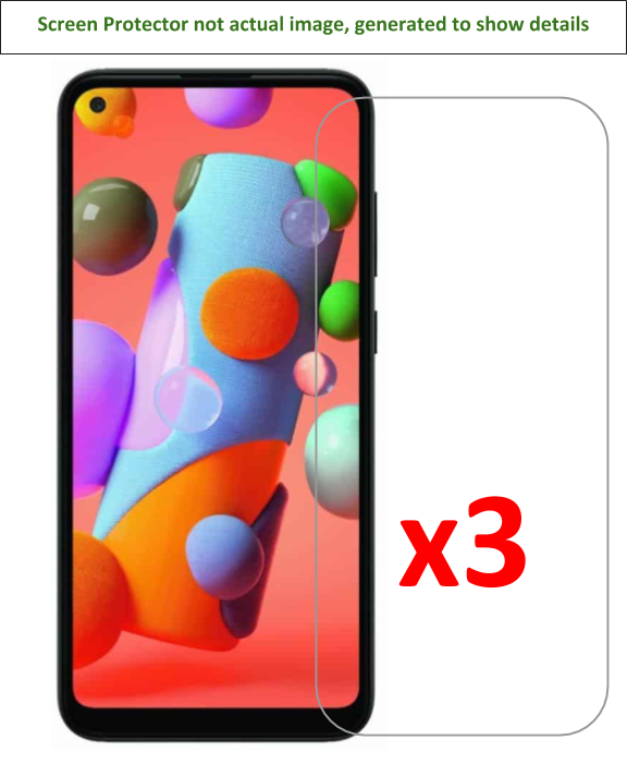 3x Samsung Galaxy A11 Screen Protector w/ cloth