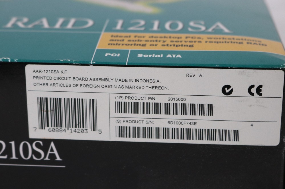 *NEW* Adaptec Serial ATA RAID 1210SA Controller Card