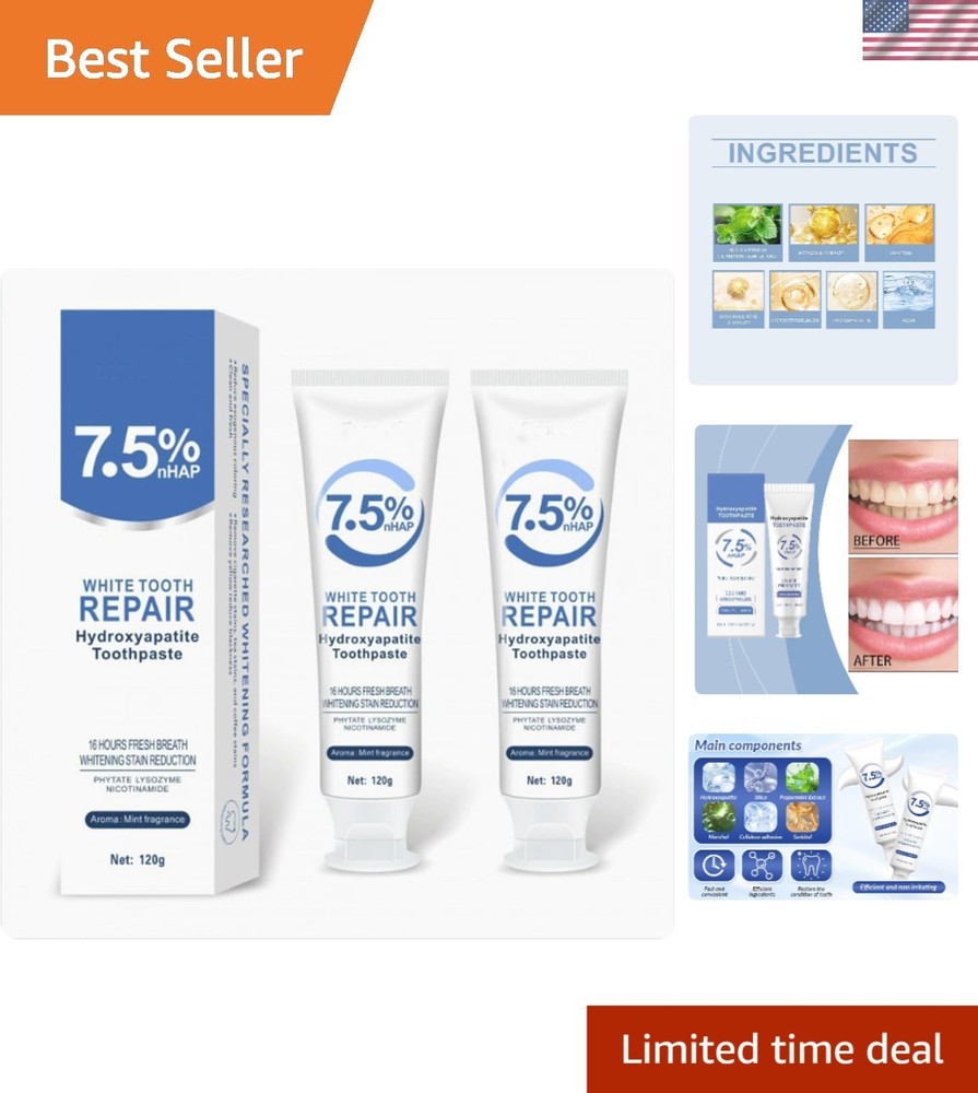 7.5% Hydroxyapatite Toothpaste for Enamel Protection & Sensitivity Relief (2pcs)