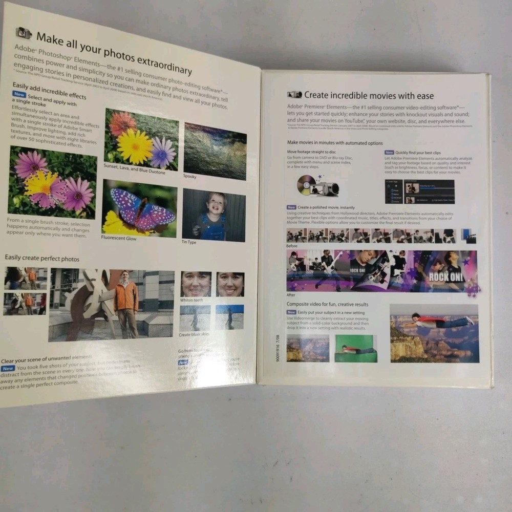 Adobe Photoshop Elements 7 & Premiere Elements 7 Complete 2 Disc CD-Rom Software