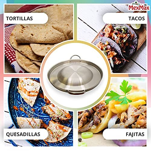 CHAMPS Stainless Steel Convex Comal Bola - Mexican Comal Frying Bowl - Cookin...