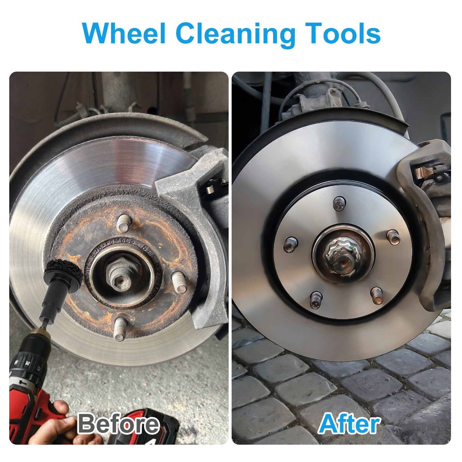 12in1 Wheel Stud Hub Cleaner Rust Removal Kit For Brake Disc Polishing Grinding