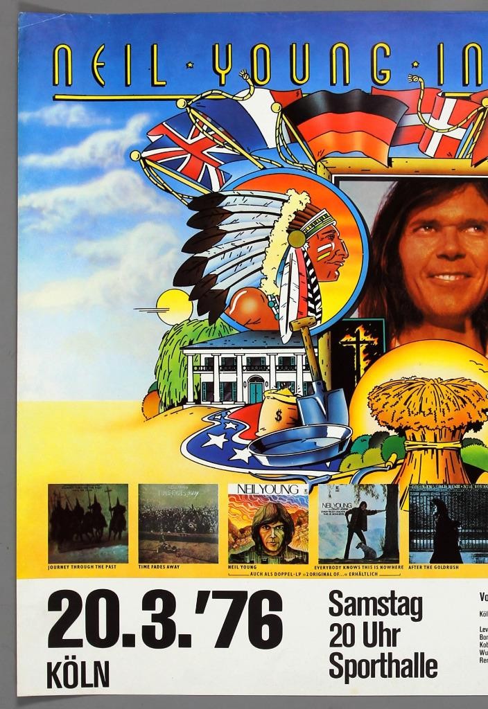 NEIL YOUNG AND CRAZY HORSE – rare vintage original Cologne 1976 concert poster