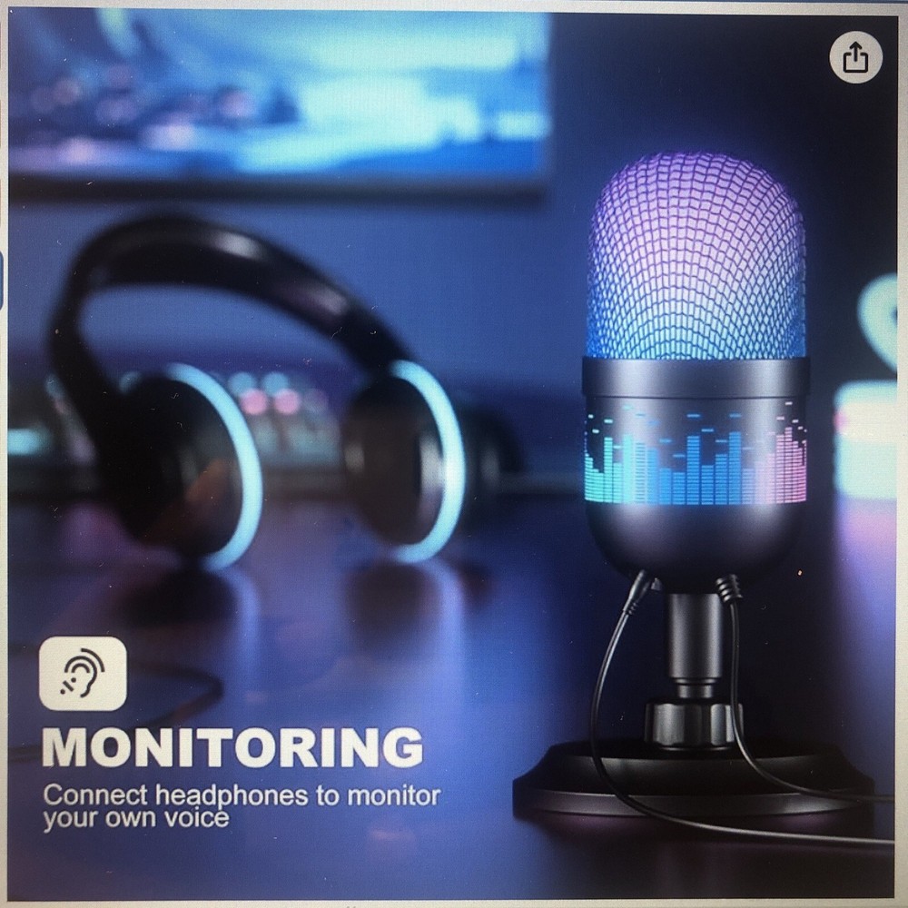 Aokeo Gaming Microphone, USB Computer Microphone for PC, Mac, PS4/5