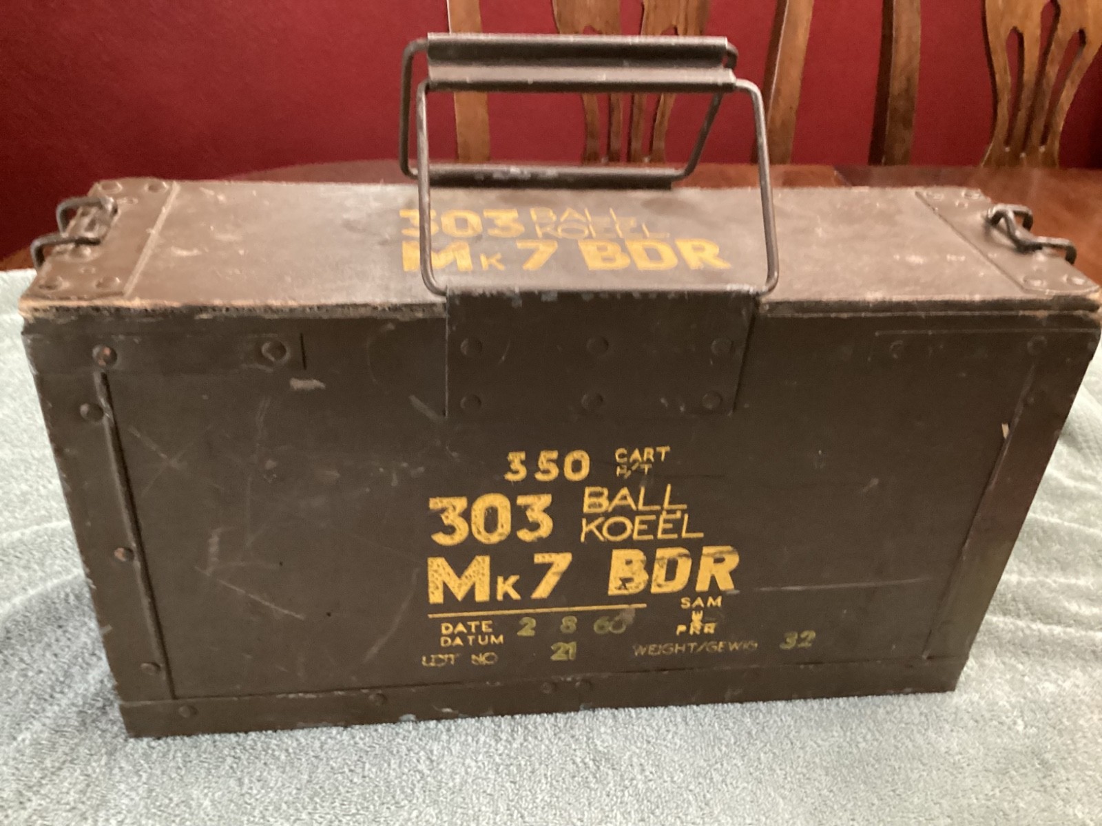 BRITISH 303 BALL MK 7 350 CARTRIDGE WOOD CRATE AMMO BOX MILITARY 1945