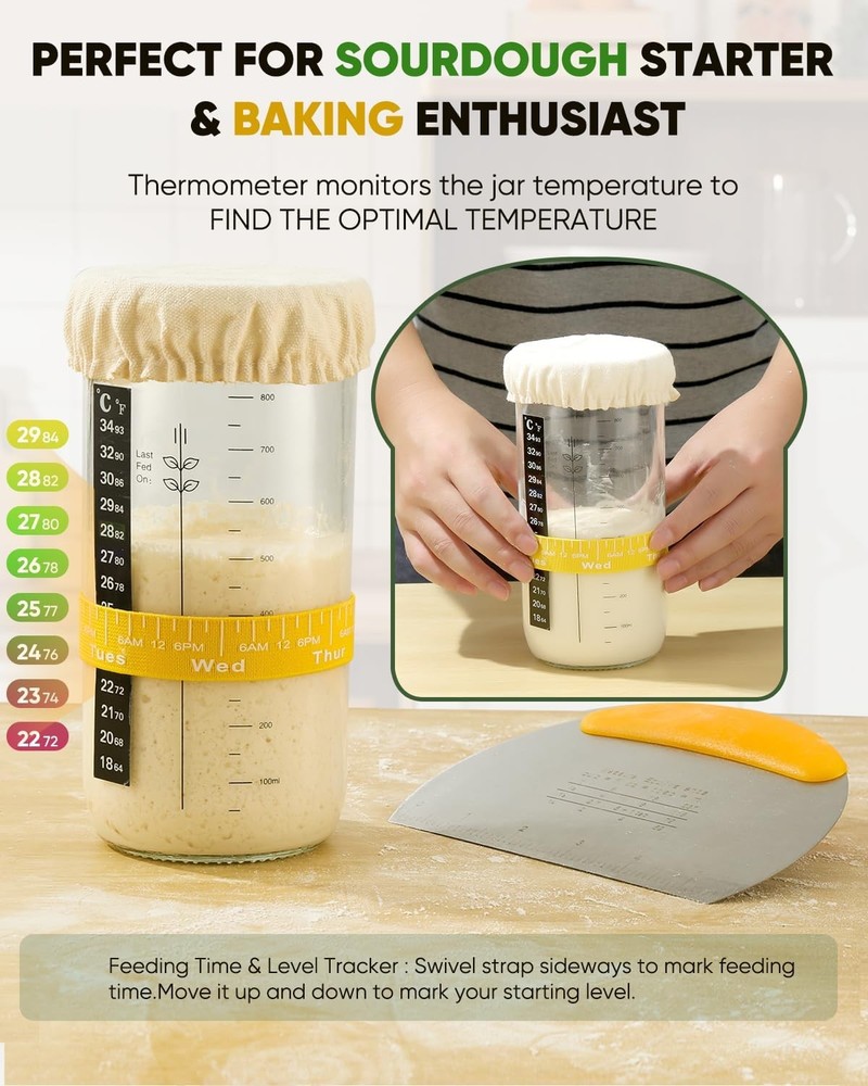 Sourdough Starter Kit 34 OZ with 2 Bread Proofing Baskets