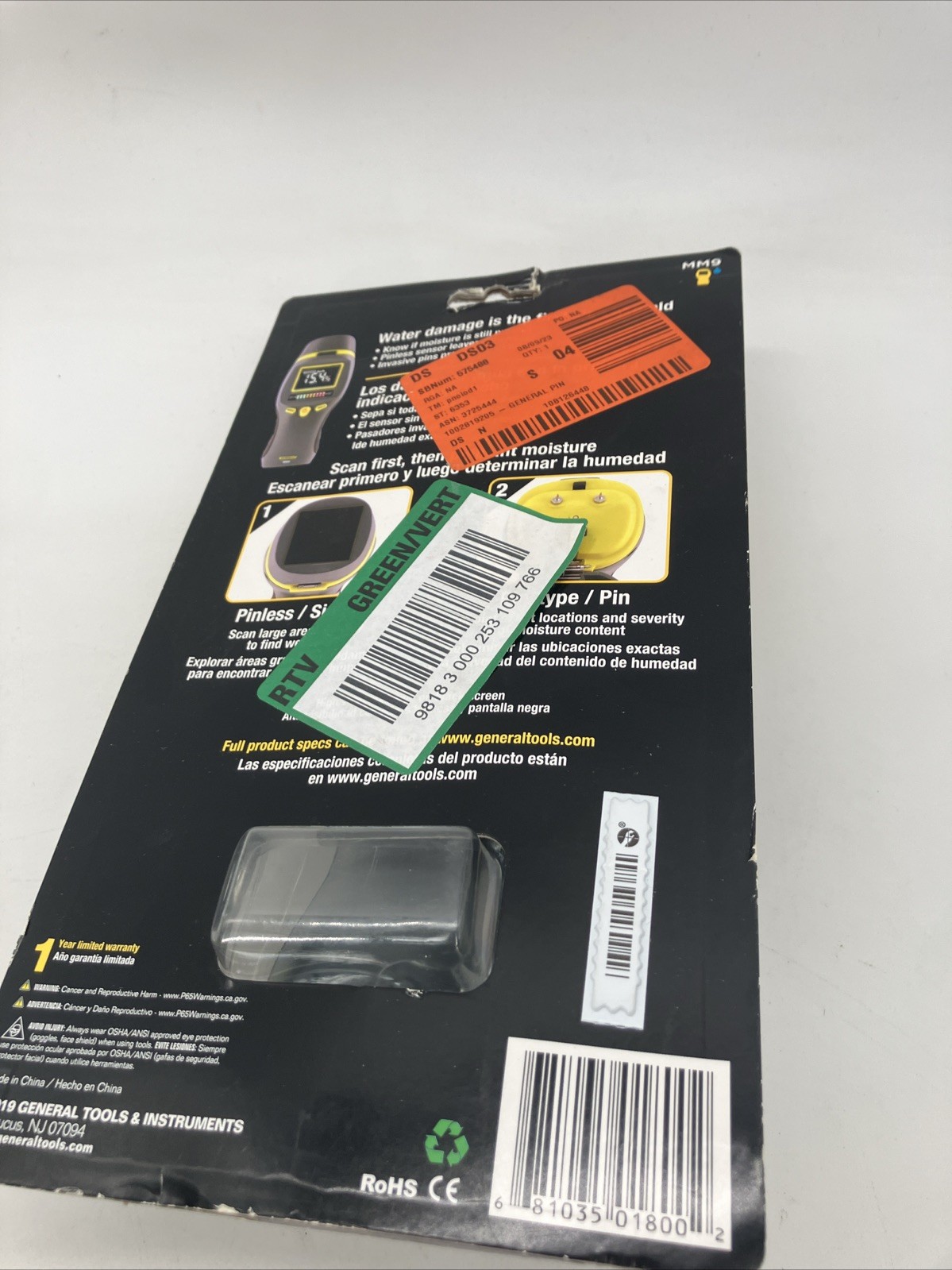 General Tools MM9 Pin and Pinless Moisture Meter for Water Damage Detection