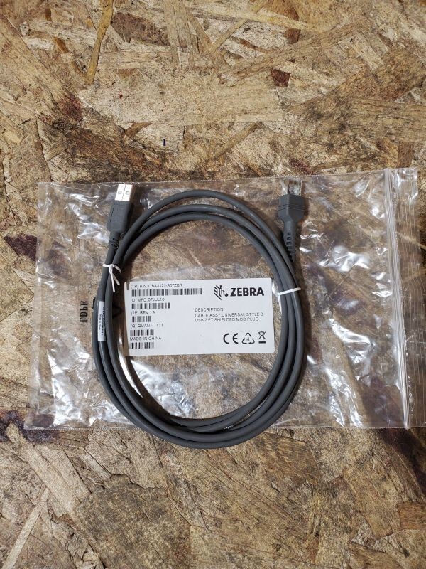 NEW Zebra CBA-U21-S07ZBR USB Data Transfer Cable - USB for Barcode Scanner 7 ft