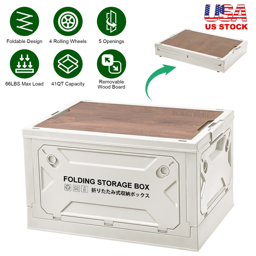 Stackable Storage Bin Outdoor Camping Bin Organizer White/Green Shelf Rack Box