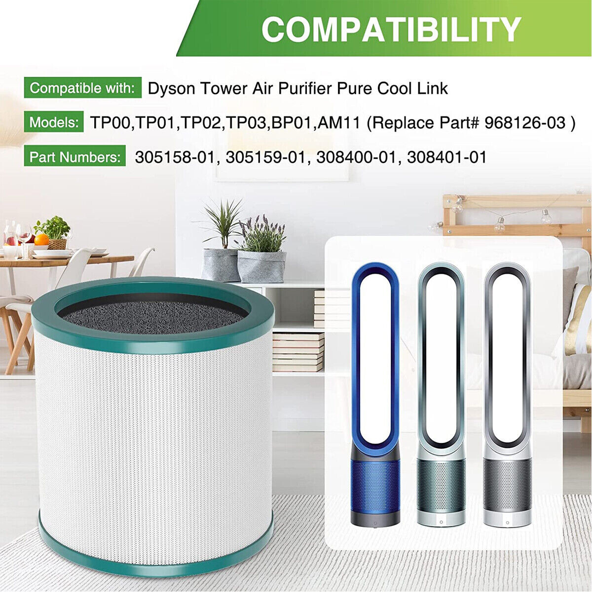 Replacement Filter for Dyson Tower Fan Air Purifier TP01 TP02 TP03 AM11 BP01