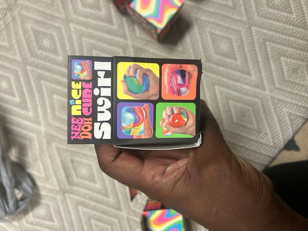 Nee Doh Nice Cube Swirl Super Solid Squish Multicolor Squeeze Toy Ages 3+