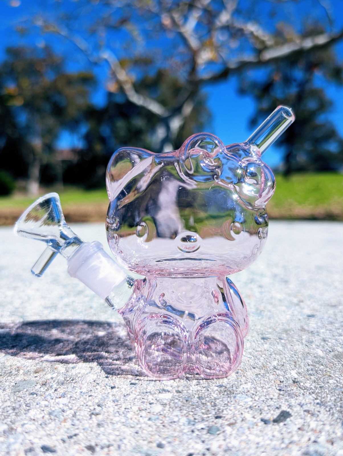 4.5 Inch Cute Pink Kitty Glass Bong Quality Tobacco Smoking Water Pipe Hookah