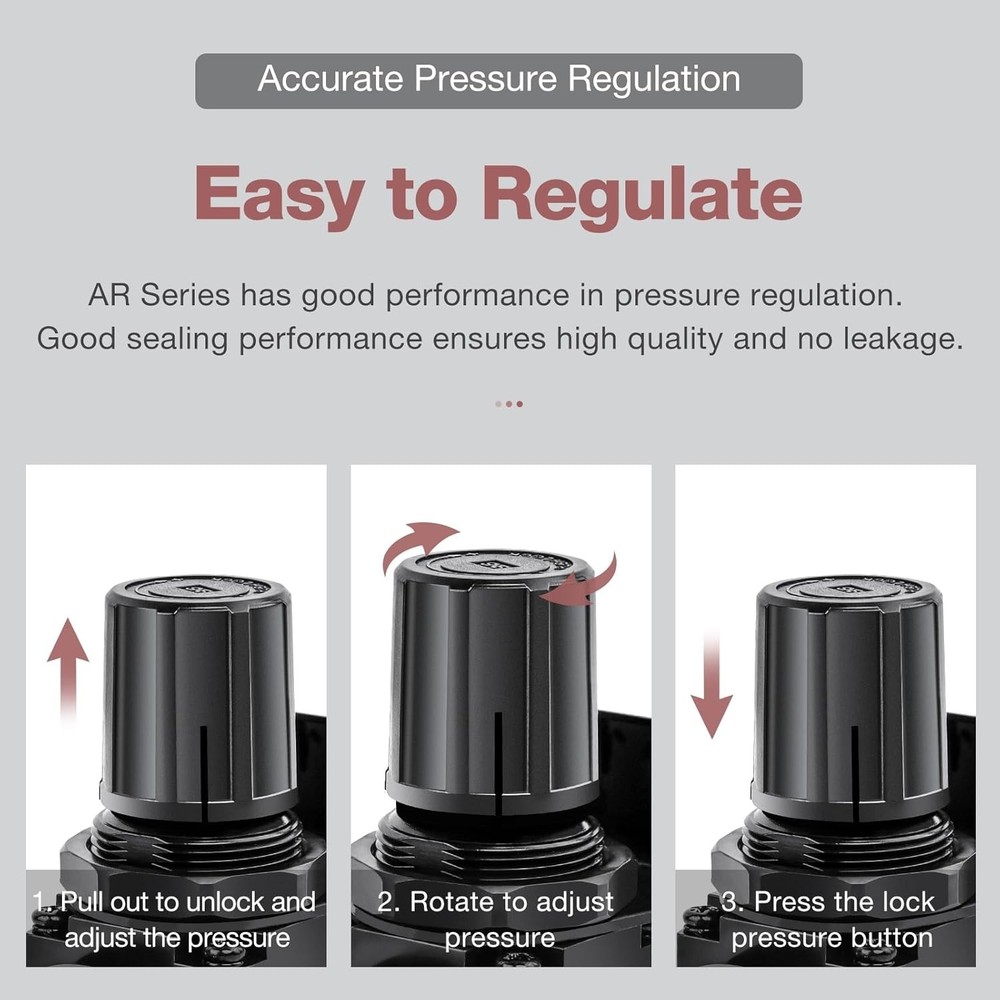Versatile Air Compressor Pressure Regulator 1/4 NPT - 0-150 PSI Adjustable Flow