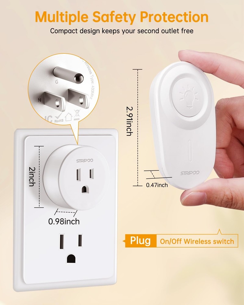 Garbage Disposal Wireless Switch Kit Remote Control Outlet 500ft RF 15A/1500W