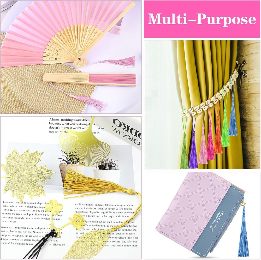 140pcs Multi-color Polyester Silk Tassels for Crafts, Bookmarks,