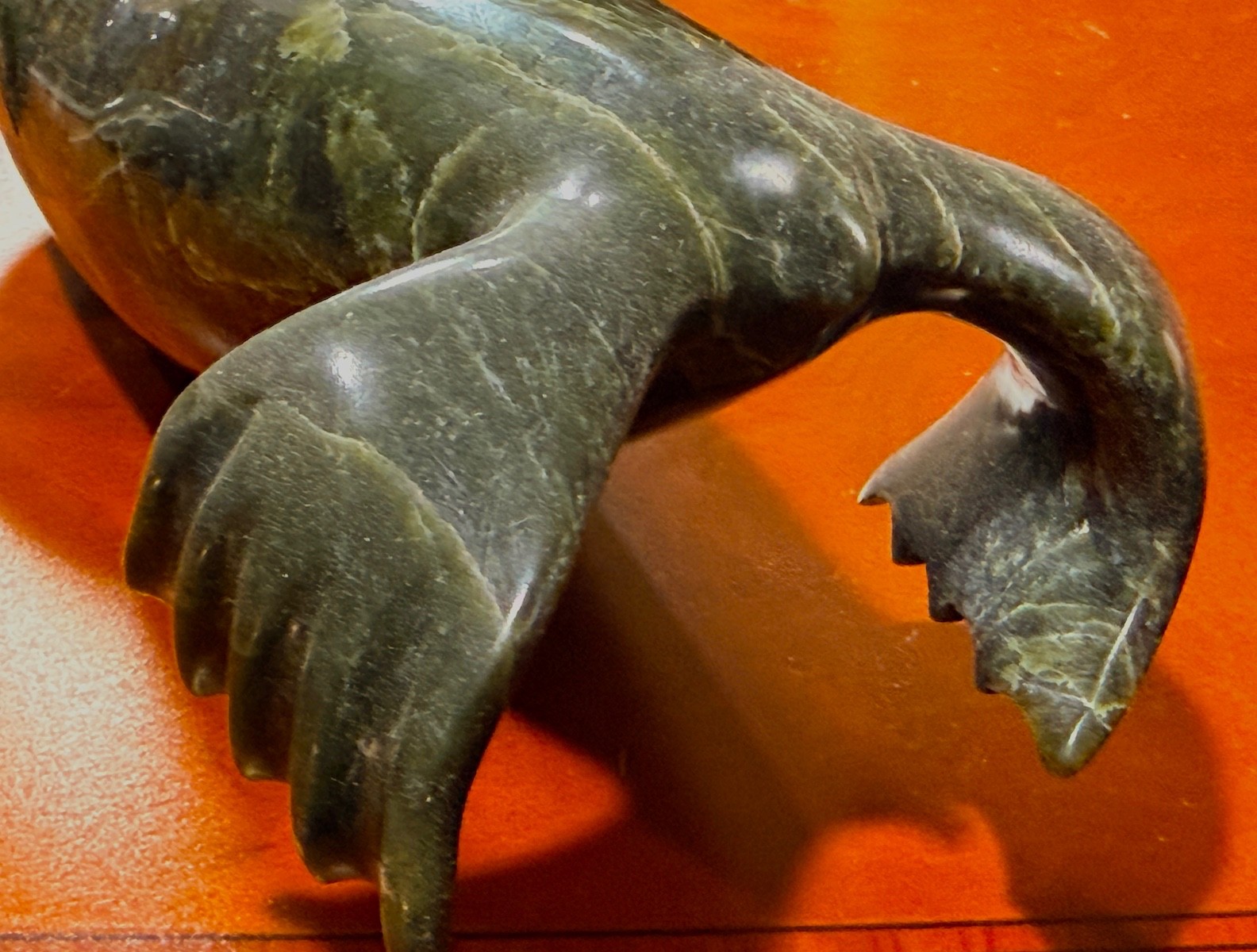 Inuit Serpentine Seal (Otter?) 11" - Signed Ning Ashoona, Beautiful