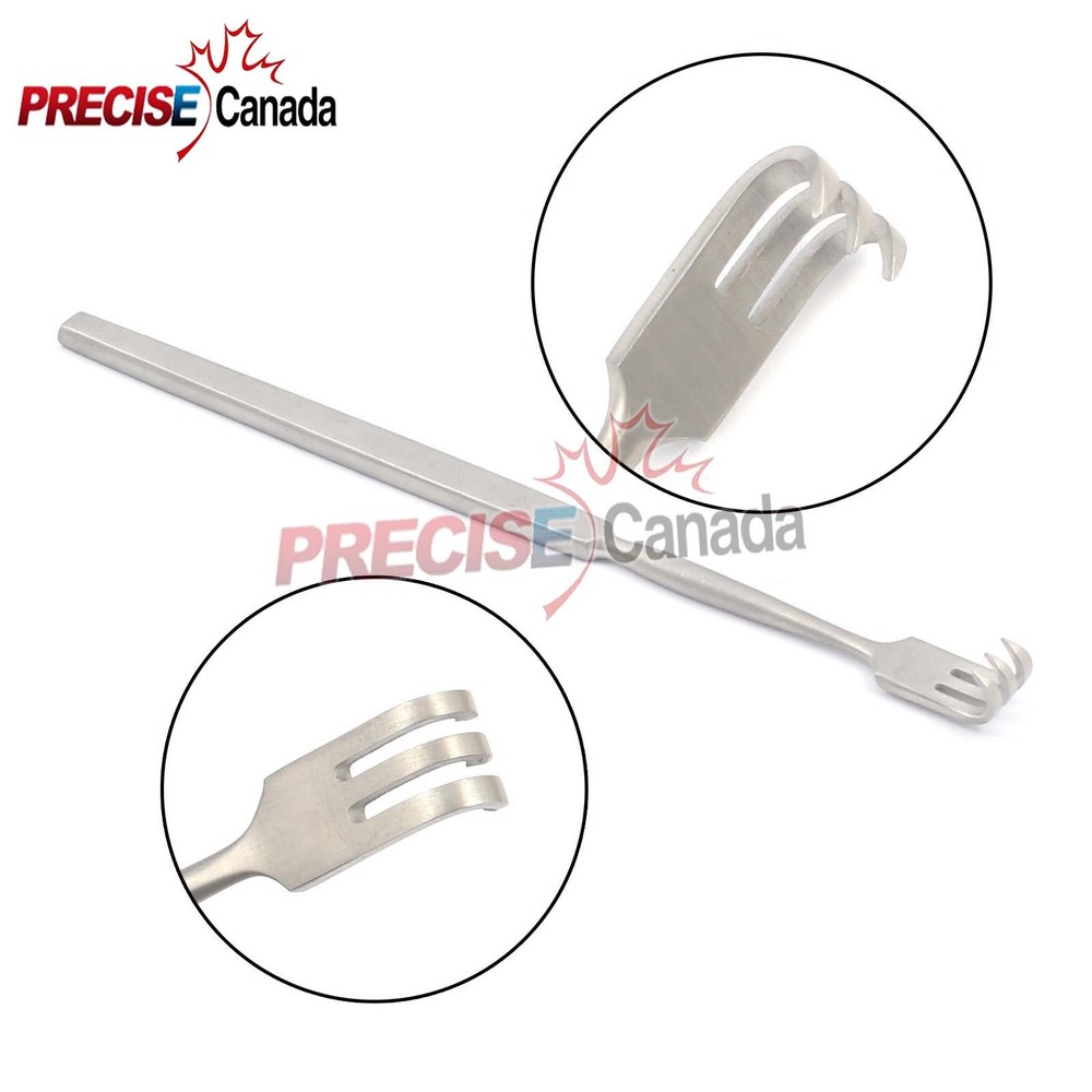 Rake Retractor 3-Sharp Prongs Rigid Neck Stainless Steel