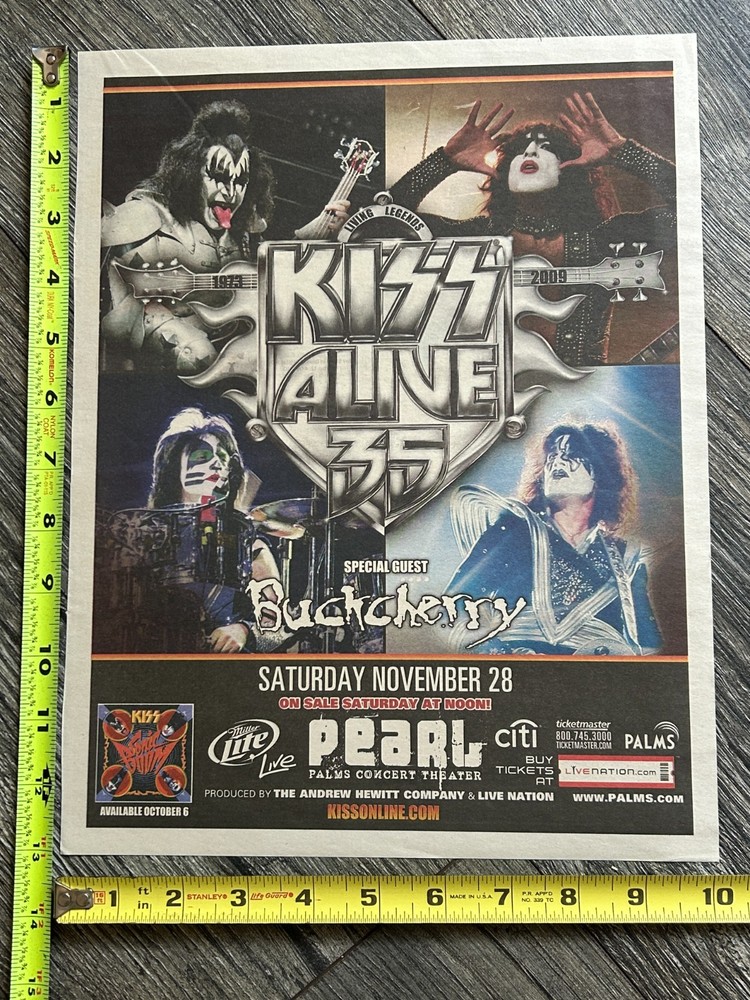 KISS Concert Ad Alive 35 Tour Las Vegas NV Nov 28 2009 Vintage Kiss Memorabilia