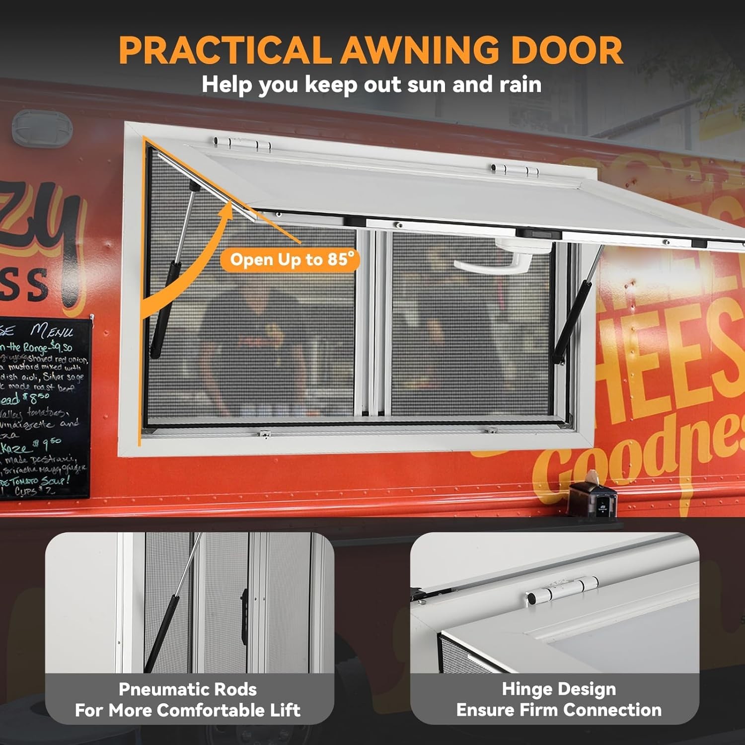 36"x36" Concession Stand Serving Service Window w/ 2 Sliding Screen&Awning Door