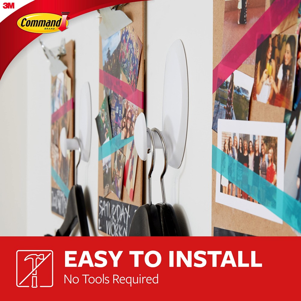Command Clothes Hanger Storage Hook Holds 75 lbs Damage Free Wall Mount