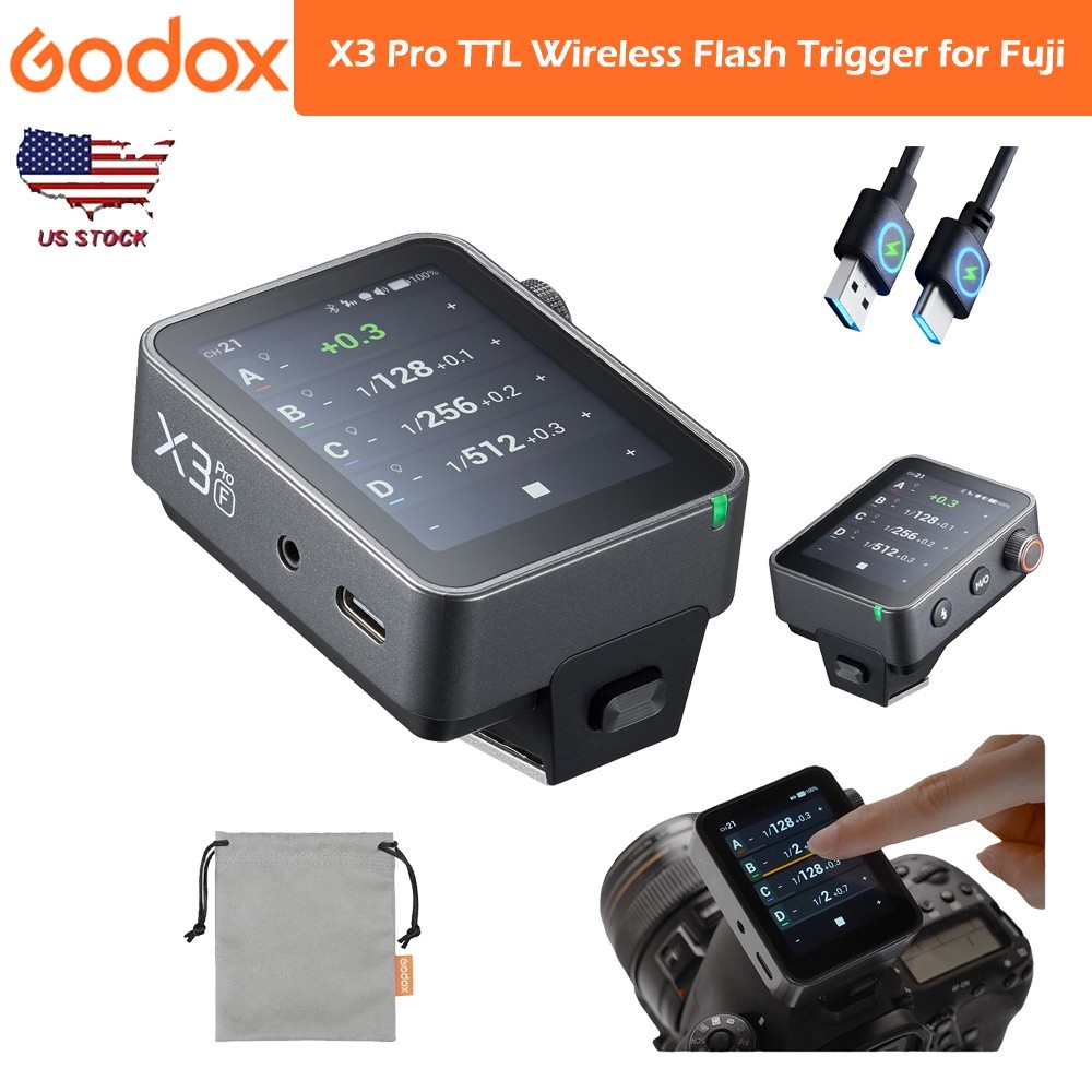 Godox X3 Pro F Touchscreen TTL Flash Trigger for Fuji 2.4G Wireless LCD Screen