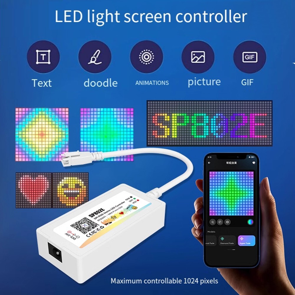 SP802E Controller Wifi Bluetooth App Addressable Display for 5V LED Panel Screen