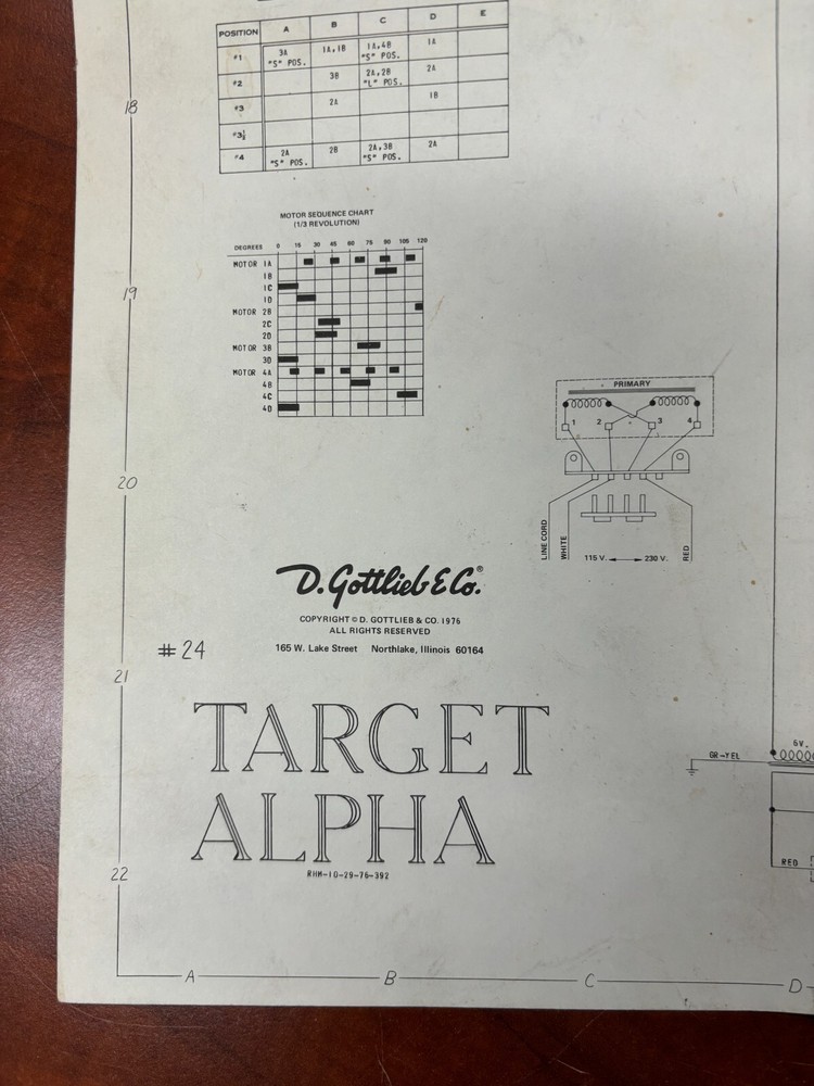 ORIGINAL-GOTTLIEB-TARGET ALPHA-PINBALL-SCHEMATIC