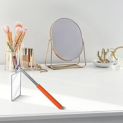 Telescoping Auto Inspection Mirror 360° Swivel Head Rectangular 19.5"-Orange