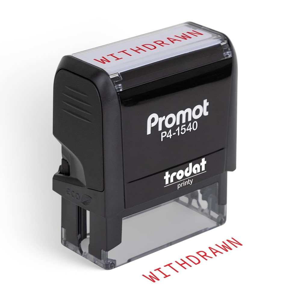 Withdrawn Self-Inking Rubber Stamp for Office Documents Red Ink Stamp