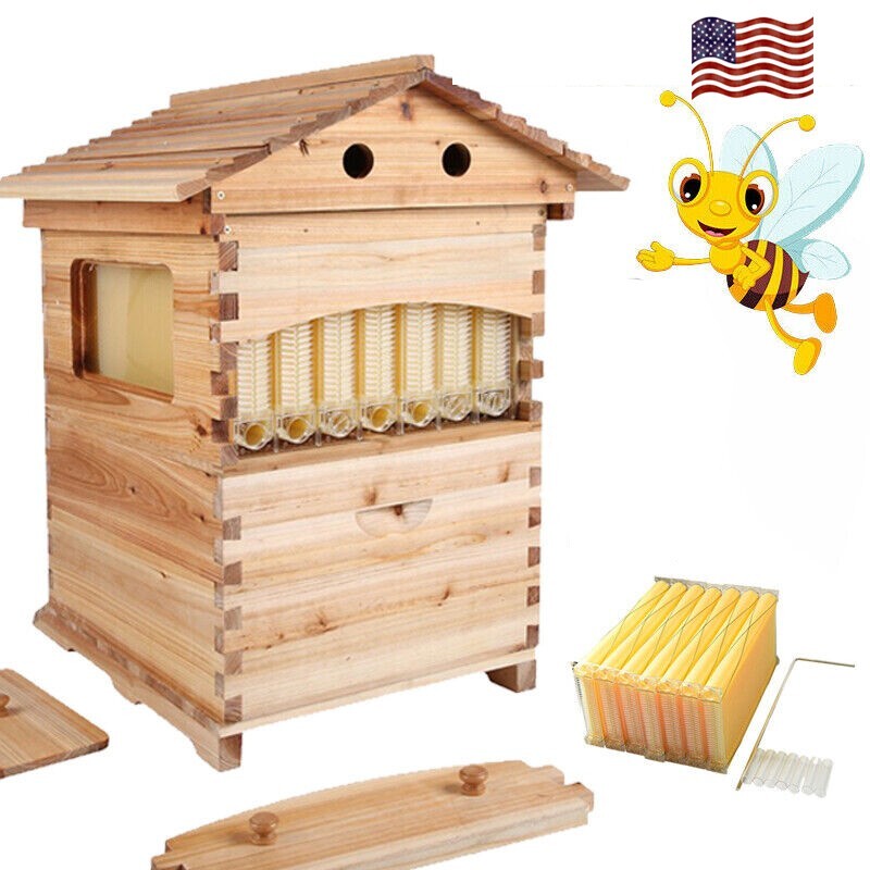 Auto Reap Bee Hive Boxes + 7x Bee Frames Honey Bee Hive House Beekeeping Frames