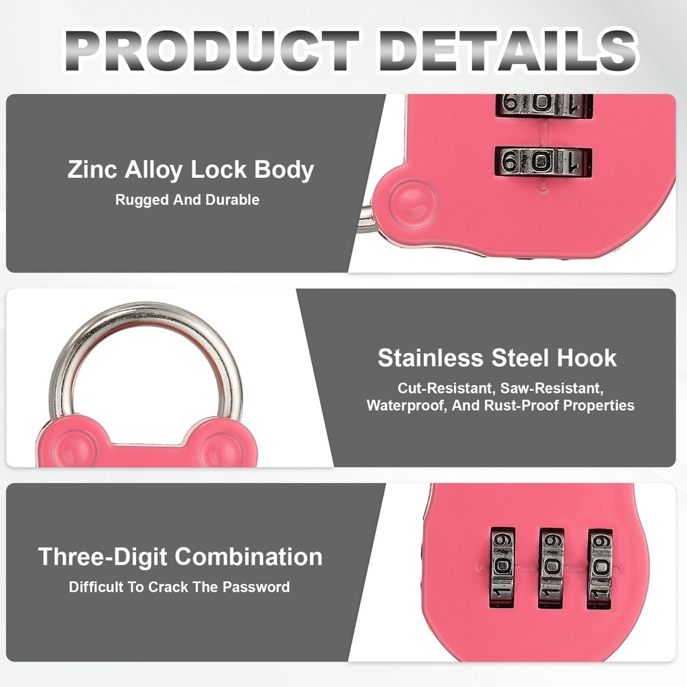Combination Padlock (Small, Pink)(4 Pcs),Cat Shackle Code Locks