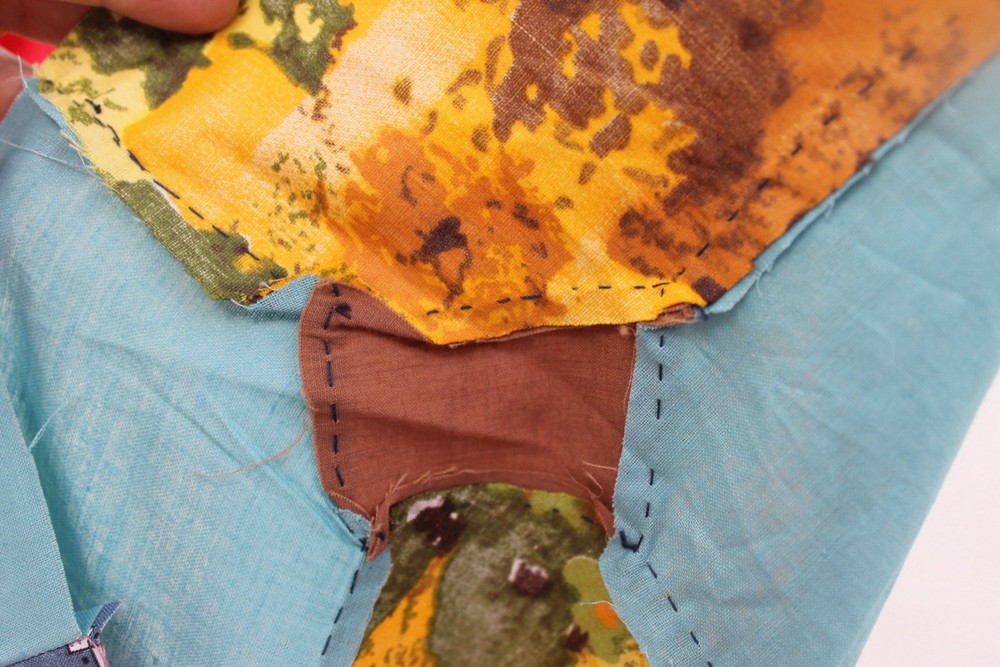 Vintage Scrappy Checkered Patchwork Quilt Top