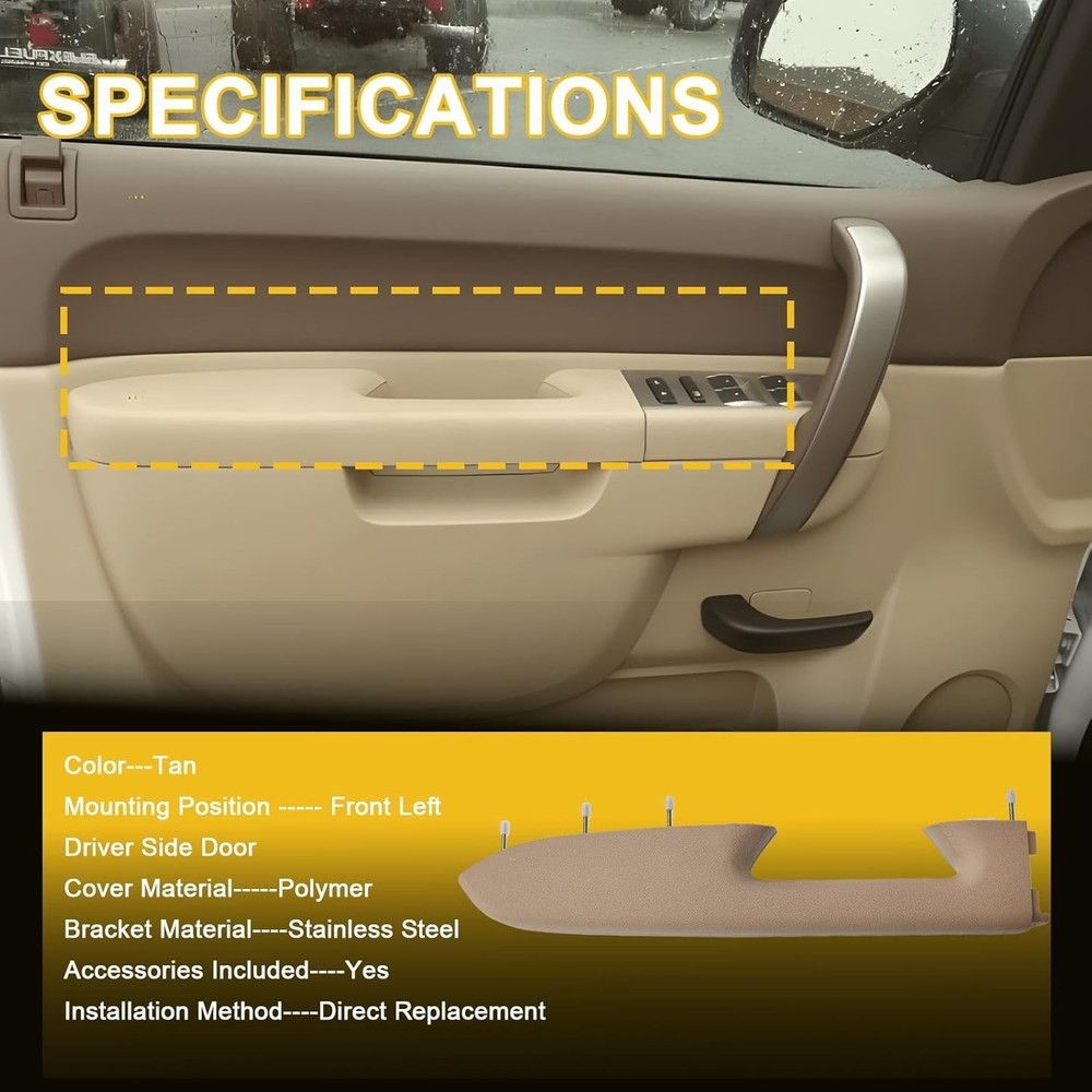 Front Left Driver Side Armrest for Chevy Silverado - Beige