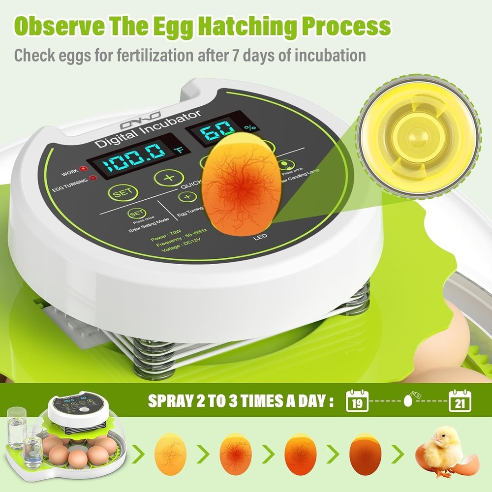 8 Egg Incubators for Hatching Eggs with Automatic Egg Turning and Humidity