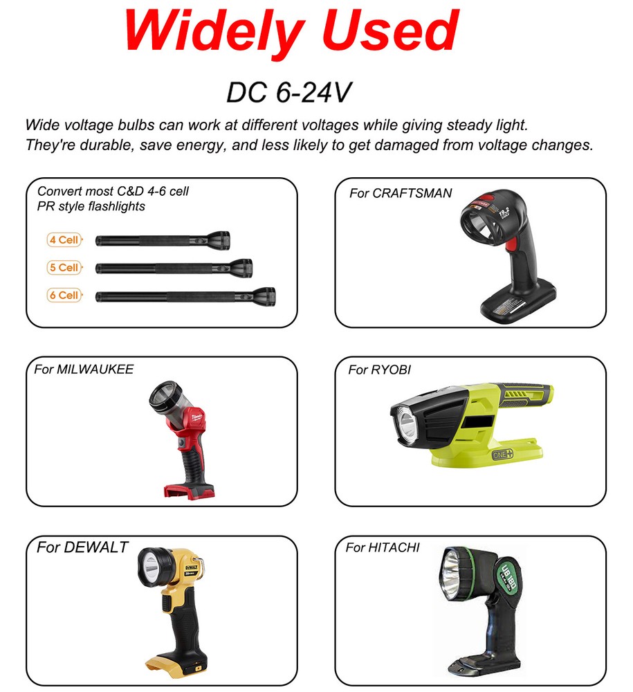 (4) 19.2 VOLT Flashlight Worklight Replacement White LED Bulbs 19v for CRAFTSMAN