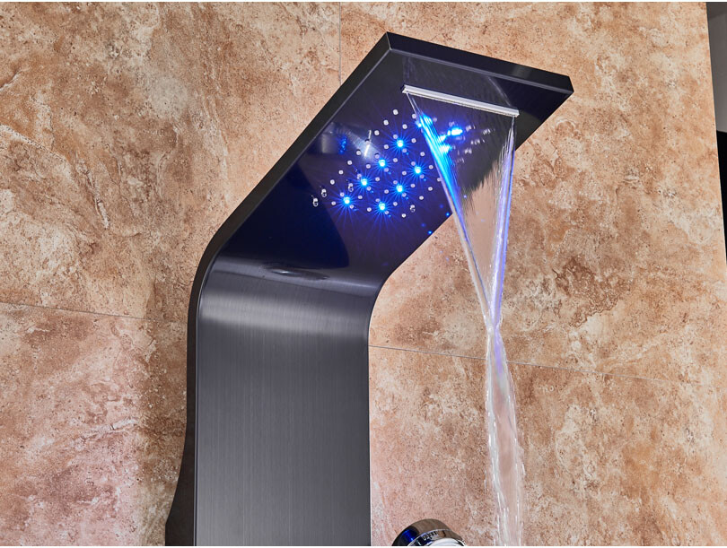 ELLO&ALLO Oil Rubbed Bronze LED Shower Panel Rain&Waterfall Tower Massage System
