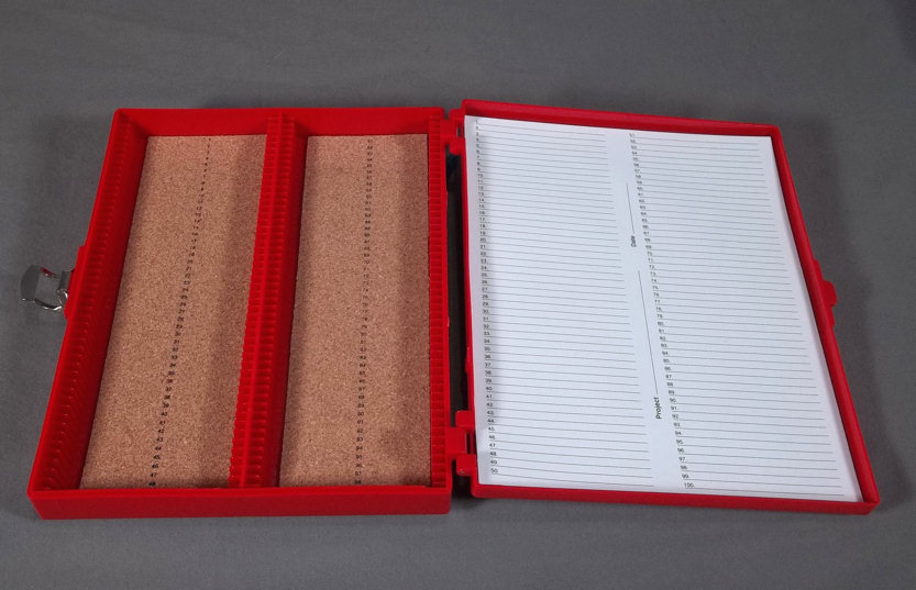 New Red Plastic Microscope Slide Box for 100 Slides VWR