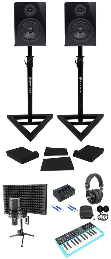 Rockville Studio Recording Kit w/Interface+Monitors+Controller+Mic+Headphones