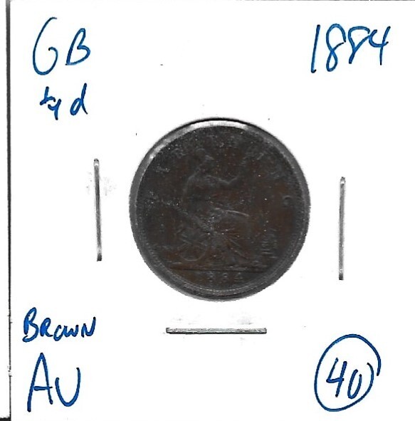 Great Britain Farthing 1884 Brown AU