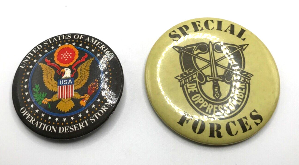 Vintage Operation Desert Storm & Special Forces Pinback Button Pins