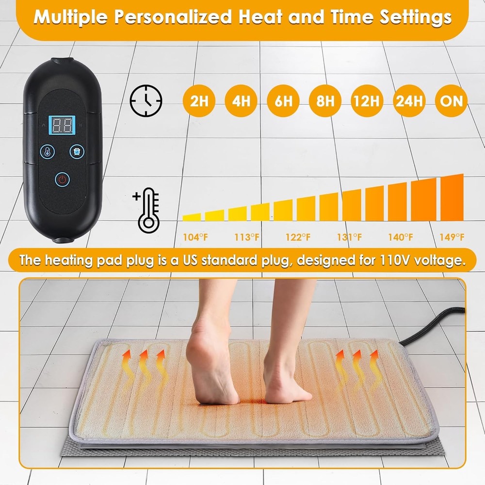 Enhon 3-in-1 Adjustable Temperature Heated Bath Rug w/ Memory Function 22"x15.7