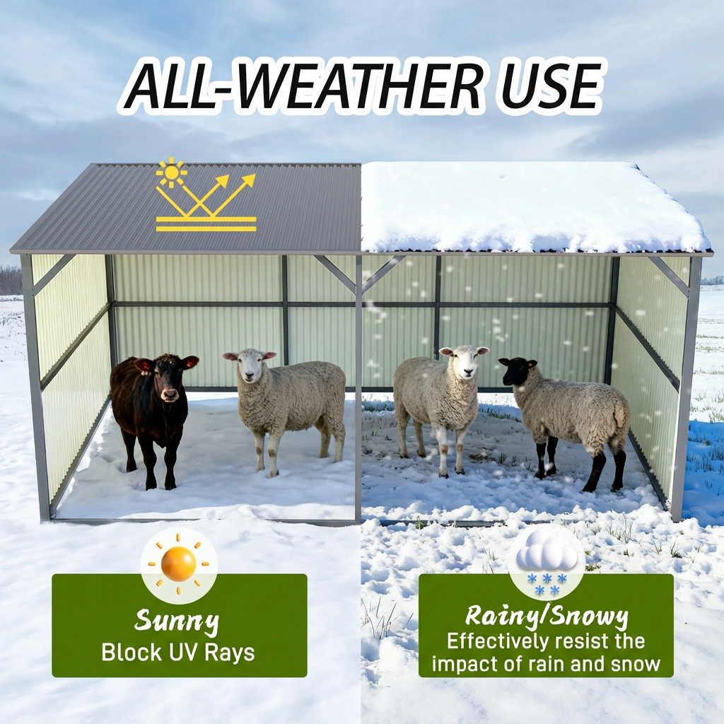 20'x12' Galvanized Metal Shed Livestock Shelter Farm Animal Shelter Goat CowShed